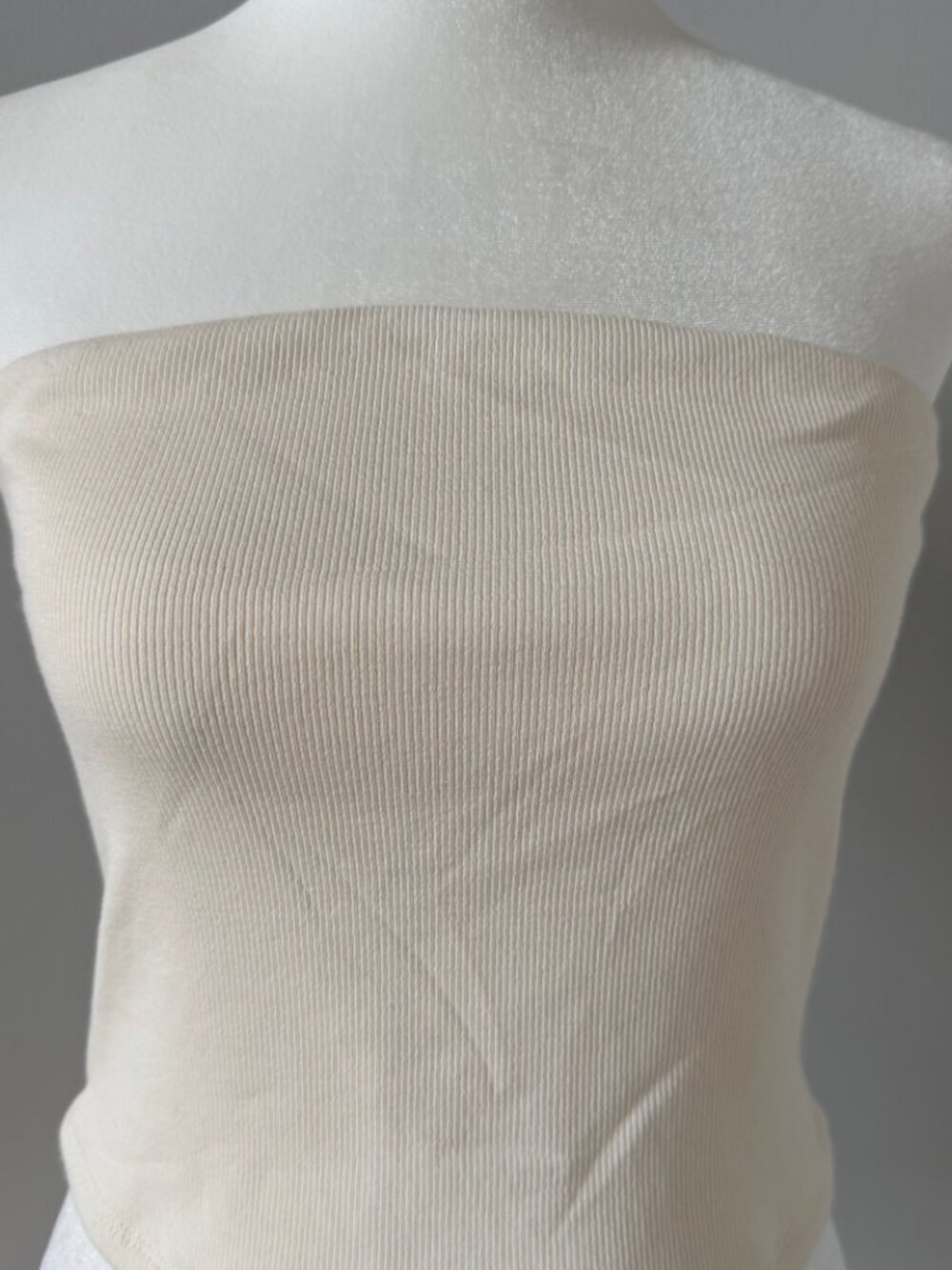 Pink Rose Cream Ribbed Tube Top - Picture 2 of 5